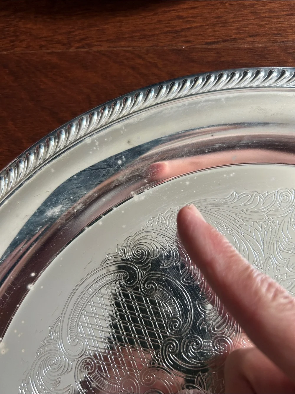 Vintage International Silver Company Ornate Silver Plate Serving Trays, Set of 2